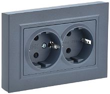 Розетка с заземлением IEK Brite РС12-3-БрМ 1-м. 2 мод. маренго картинка